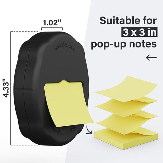SMART&COOL Magnetic Pop-Up Note Dispenser for 3 x 3 in Pop-Up Sticky Notes, 1Pack, Black (Notes Not Included)