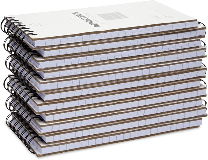 12 Pack Reporters Notebook, Spiral Note Pad for Journalist, Detective (70 Sheets/140 Pages Per Book, 4x8 In)