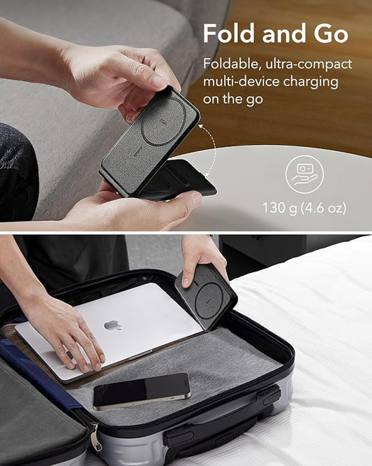 ESR 3 in 1 Charger for Magsafe, Travel Charger Stand for Magsafe, Made for Apple Watch Certified, Foldable Charging Station Compatible with iPhone 17/16/15/14/13/12, AirPods Pro, Black