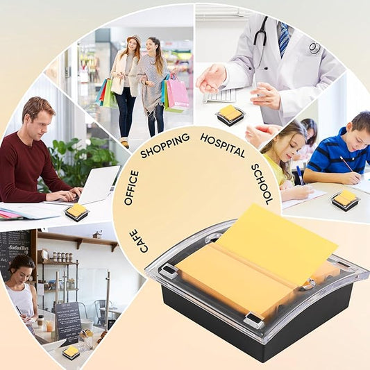 1 Pcs Pop Up Note Dispenser,Sticky Note Holder ,3 x 3 Inch,Clear Top and Black Base Sticky Notes Dispenser for School Office Home Store Classroom Desk Supplies (1)