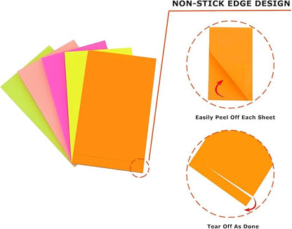 5 Pads Full Adhesive Sticky Notes 3 x 5 in, 5 Bright Colored Sticky Notes Full Adhesive Back for Home Office School Supplies, 60 Sheets/Pad, 300 Sheets Total, 4A 305-Full Adhesive-300