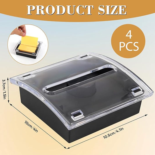 4 Pcs Pop Up Note Dispenser，Sticky Note Holder ，3 x 3 Inch，Clear Top and Black Base Sticky Notes Dispenser for School Office Home Store Classroom Desk Supplies